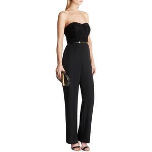 TED BAKER Black Karlina Textured Jacquard Bustier Jumpsuit In Black Size 4 US